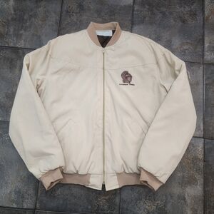 Vintage 80s Holloway Men's Medium Cooper Tires Full Zip Quilted Bomber Jacket